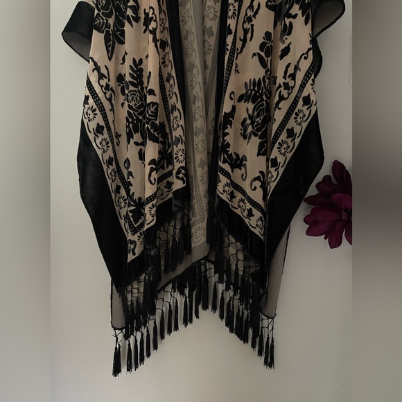 Free People Nightbird Burnout Kimono In Black Combo OS - Picture 10 of 12